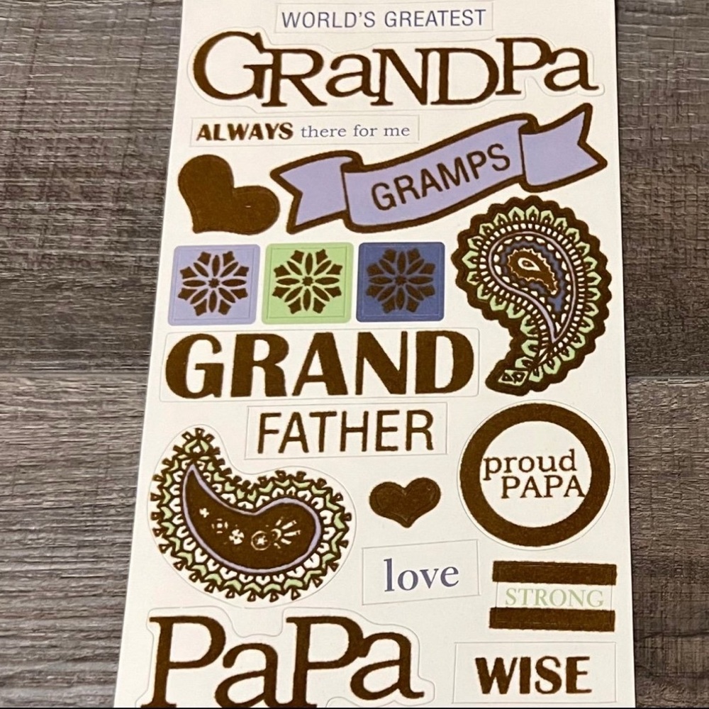 💞 New Velvet Grandpa Grandfather Papa Scrapbook Craft Stickers